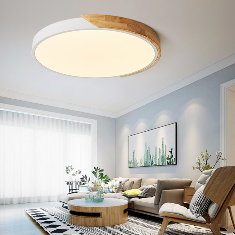 Wood Macaron LED Round Ceiling Lamp, Stepless Dimming, 23cm, 30cm, 40cm, 50cm, 60cm