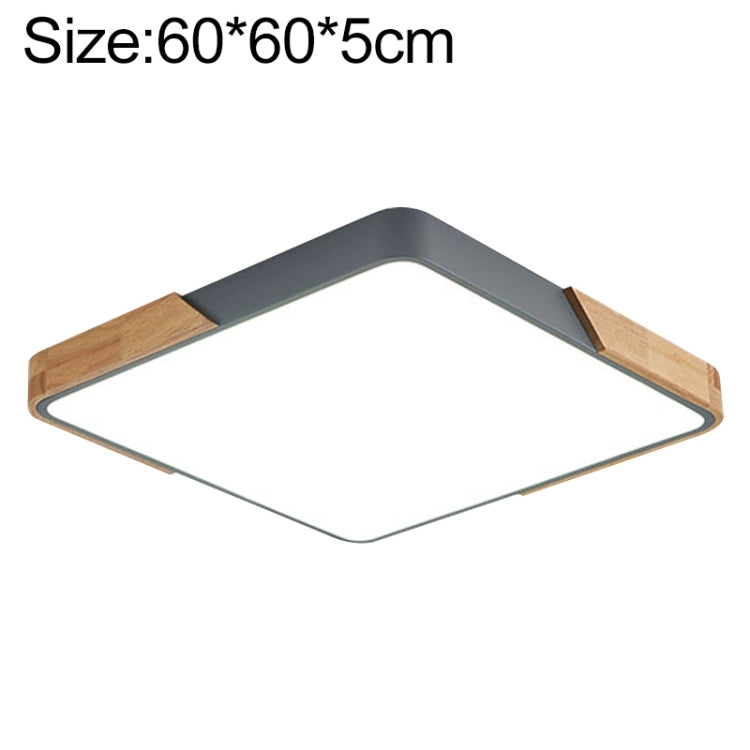 Wood Macaron LED Square Ceiling Lamp, White Light, 30cm, 40cm, 50cm, 60cm