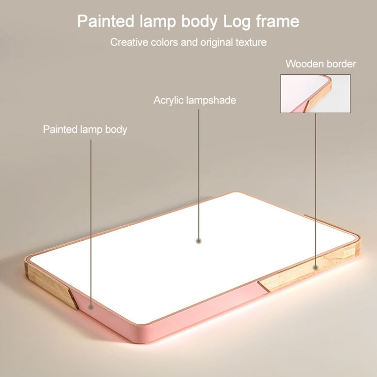 Wood Macaron LED Rectangle Ceiling Lamp, White Light, 88x62cm, 110x70cm