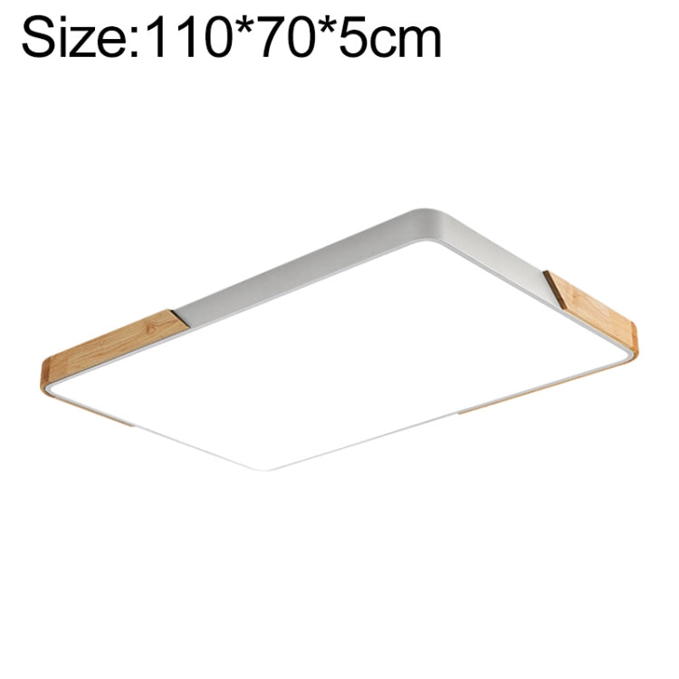 Wood Macaron LED Rectangle Ceiling Lamp, White Light, 88x62cm, 110x70cm