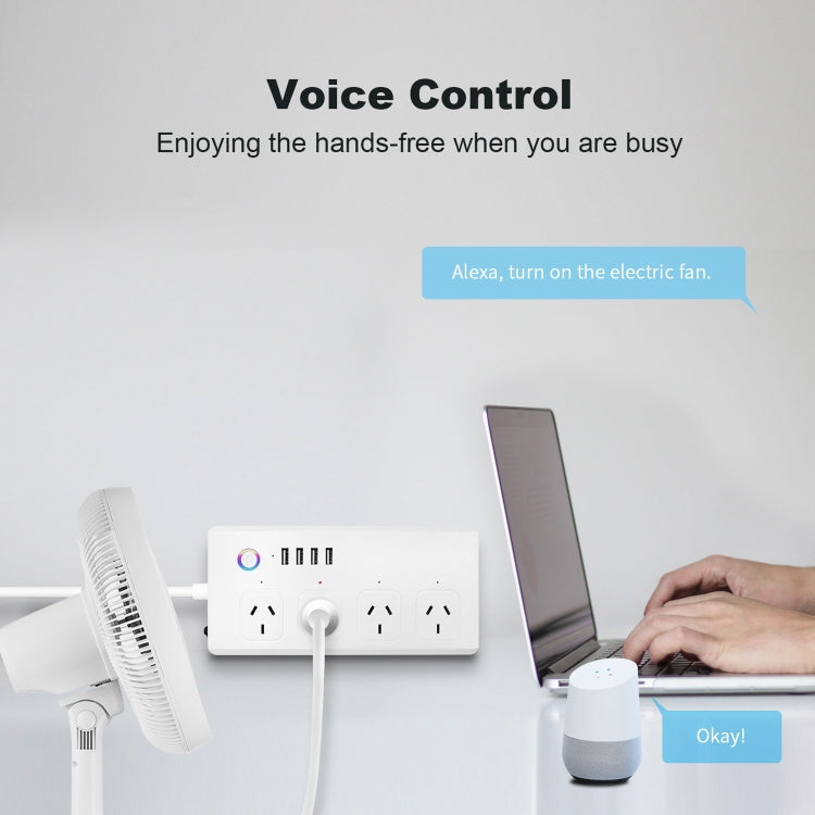 SM-SO301-A 4 Holes + 4 USB 2000W Multi-purpose Smart Power Strip, AU Plug, ZigBee 10A, WiFi 10A