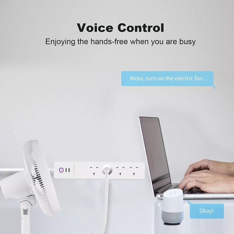 SM-SO306-K 4 Holes + 2 USB Multi-purpose Smart Power Strip, UK Plug, ZigBee 10A, ZigBee 16A, WiFi 10A, WiFi 16A