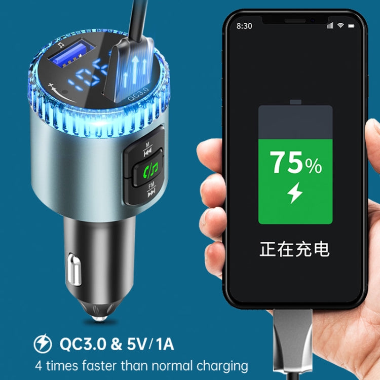 BC77 QC3.0 Fast Charging Car Bluetooth Hands-free MP3 Player FM Transmitter, BC77