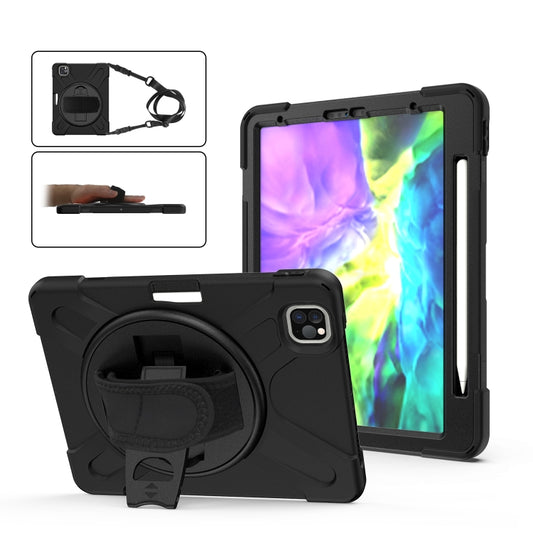 For iPad Pro 12.9 (2020) 360 Degree Rotation Silicone Protective Cover with Holder & Hand Strap & Long Strap & Pencil Slot, For iPad Pro 12.9 2020 / 2018
