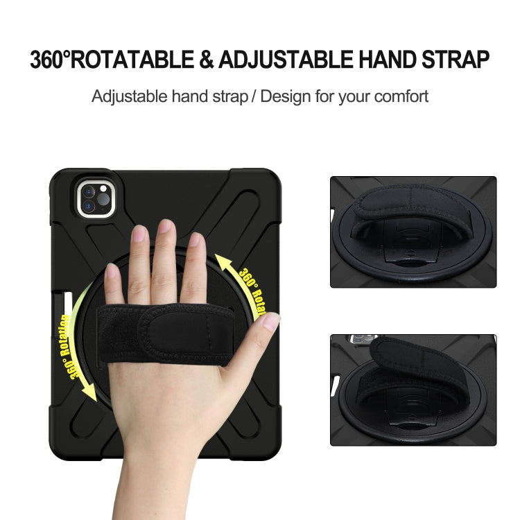 For iPad Pro 12.9 (2020) 360 Degree Rotation Silicone Protective Cover with Holder & Hand Strap & Long Strap & Pencil Slot, For iPad Pro 12.9 2020 / 2018