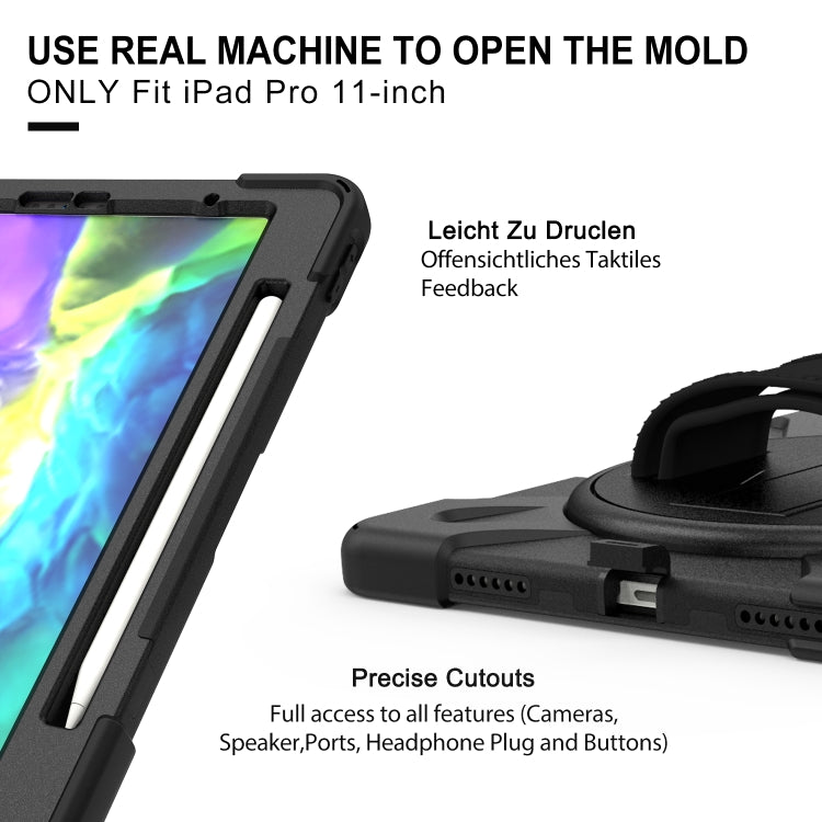 For iPad Pro 12.9 (2020) 360 Degree Rotation Silicone Protective Cover with Holder & Hand Strap & Long Strap & Pencil Slot, For iPad Pro 12.9 2020 / 2018