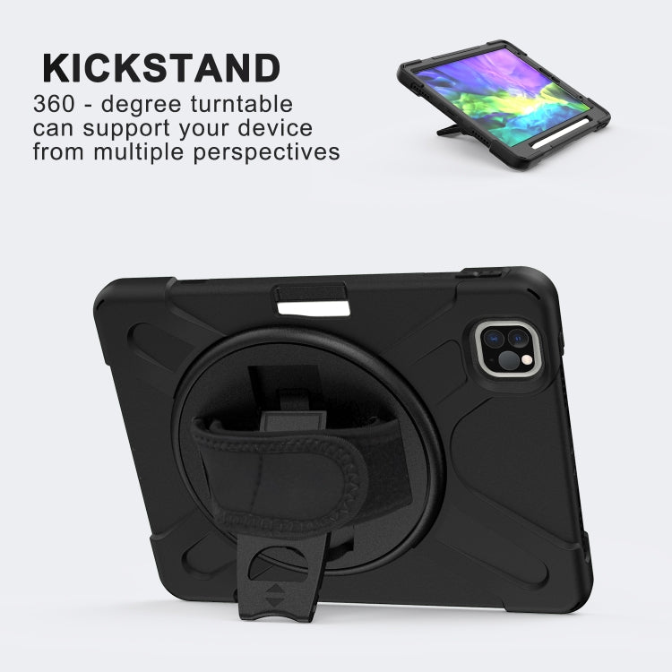For iPad Pro 12.9 (2020) 360 Degree Rotation Silicone Protective Cover with Holder & Hand Strap & Long Strap & Pencil Slot, For iPad Pro 12.9 2020 / 2018