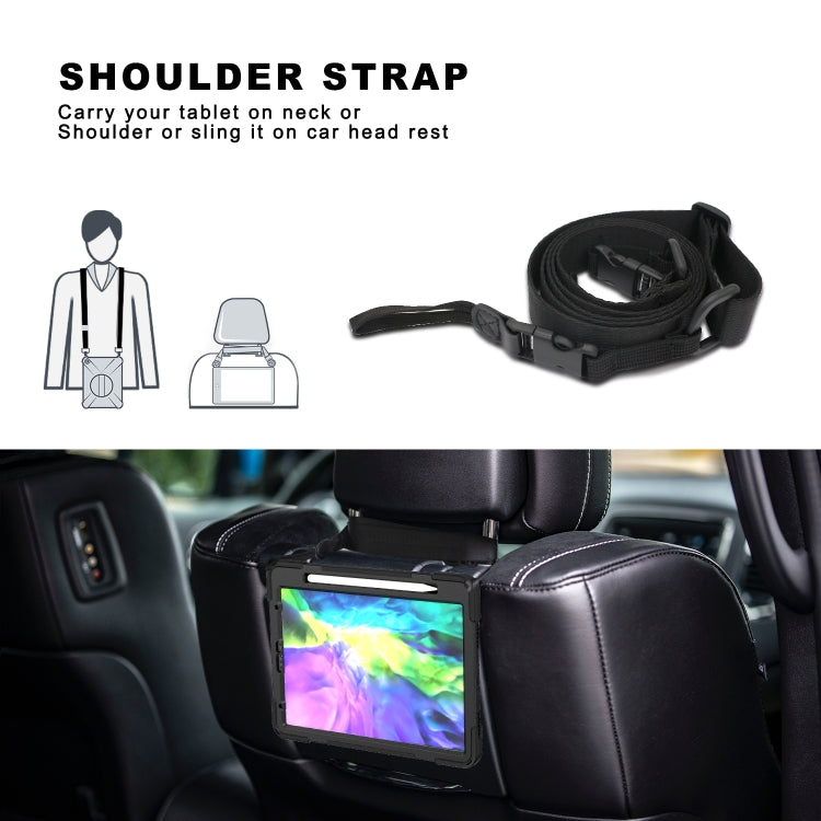 For iPad Pro 12.9 (2020) 360 Degree Rotation Silicone Protective Cover with Holder & Hand Strap & Long Strap & Pencil Slot, For iPad Pro 12.9 2020 / 2018