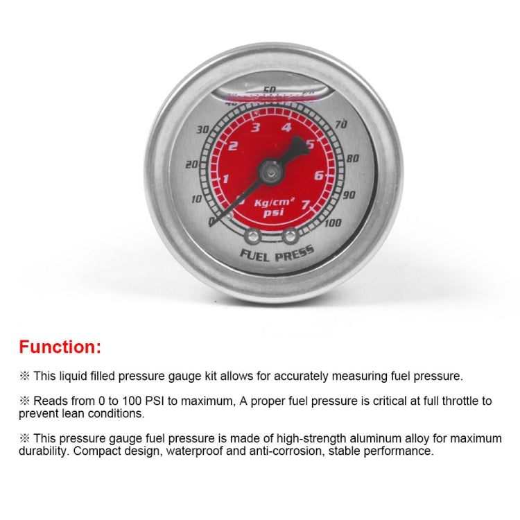 For Honda Civic Car Modification Fuel Pressure Gauge 0-100PSI, For Honda Civic(Red), For Honda Civic(Black), For Honda Civic(Blue)
