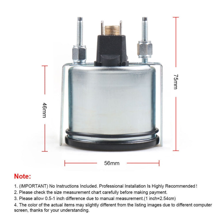 52mm Pointer Mechanical Water Temperature Gauge with Sensor, 2mm Pointer Water Temperature Gauge