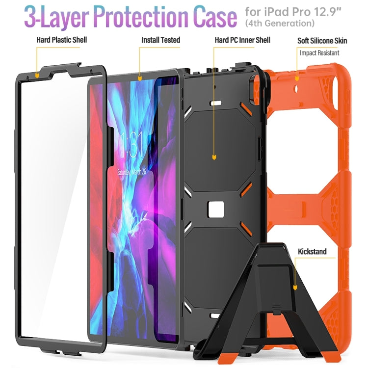 For iPad Pro 12.9 inch (2020) Shockproof Colorful Silicon + PC Protective Case with Holder & Shoulder Strap & Hand Strap & Pen Slot, For iPad Pro 12.9 inch (2020)