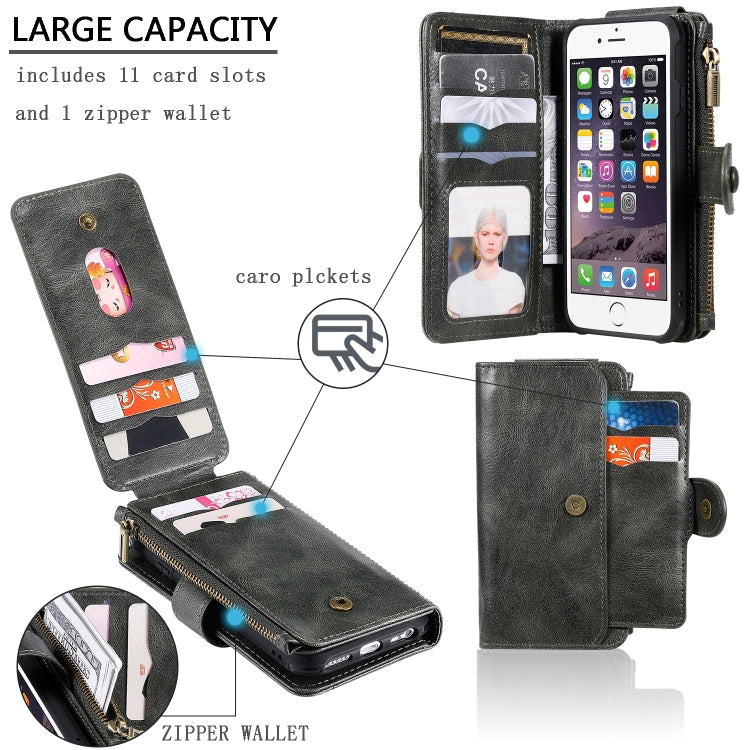 Multifunctional Retro Detachable Magnetic Horizontal Flip Leather Case with Card Slots & Holder & Wallet & Photo Frame, For iPhone 6 / 7 / 8, For iPhone X / XS, For iPhone XR, For iPhone XS Max, For iPhone 11, For iPhone 11 Pro, For iPhone 11 Pro Max