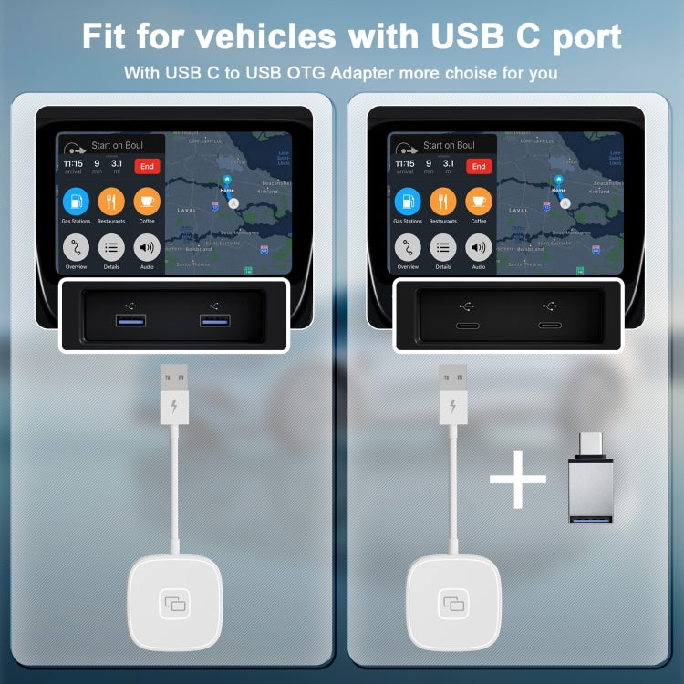 THT-020-7 USB + USB-C / Type-C Carplay Mirror Adapter for iPhone, THT-020-7