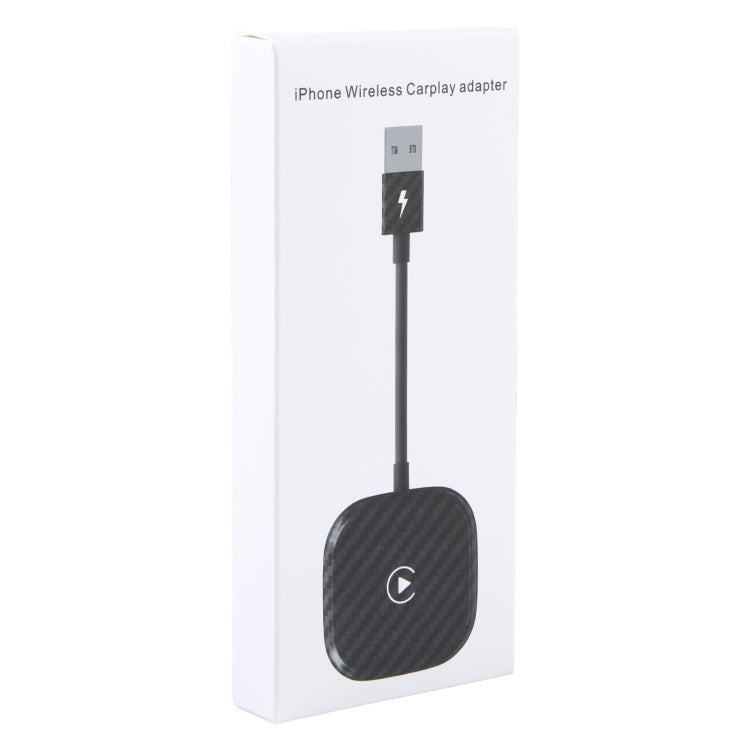 USB + USB-C / Type-C Wired to Wireless Carplay Adapter for iPhone, Black Square