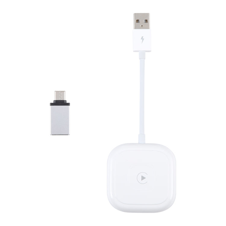 USB + USB-C / Type-C Wired to Wireless Carplay Adapter for iPhone, White Square