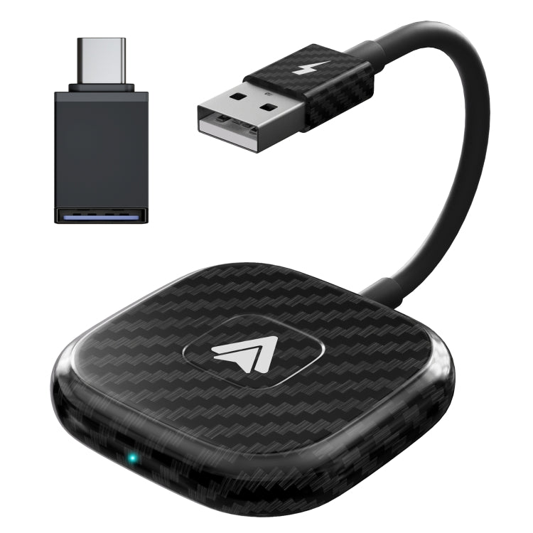 Carbon Fiber USB + USB-C / Type-C Wired to Wireless Carplay Adapter for Android, 020-4+