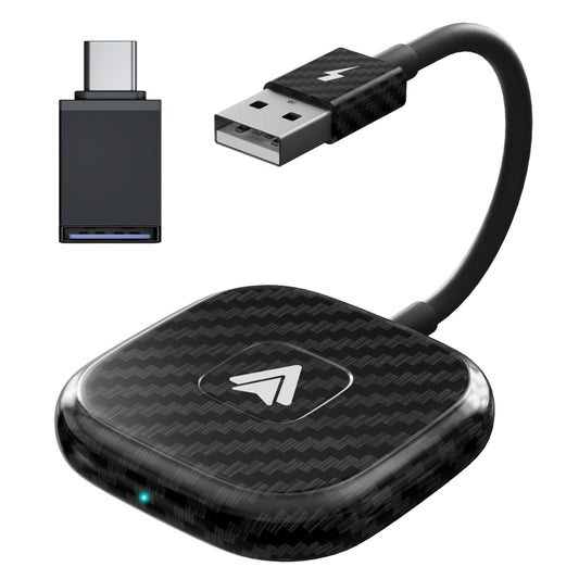 Carbon Fiber USB + USB-C / Type-C Wired to Wireless Carplay Adapter for Android, 020-4+