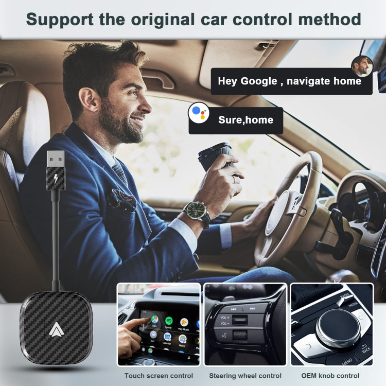 Carbon Fiber USB + USB-C / Type-C Wired to Wireless Carplay Adapter for Android, 020-4+