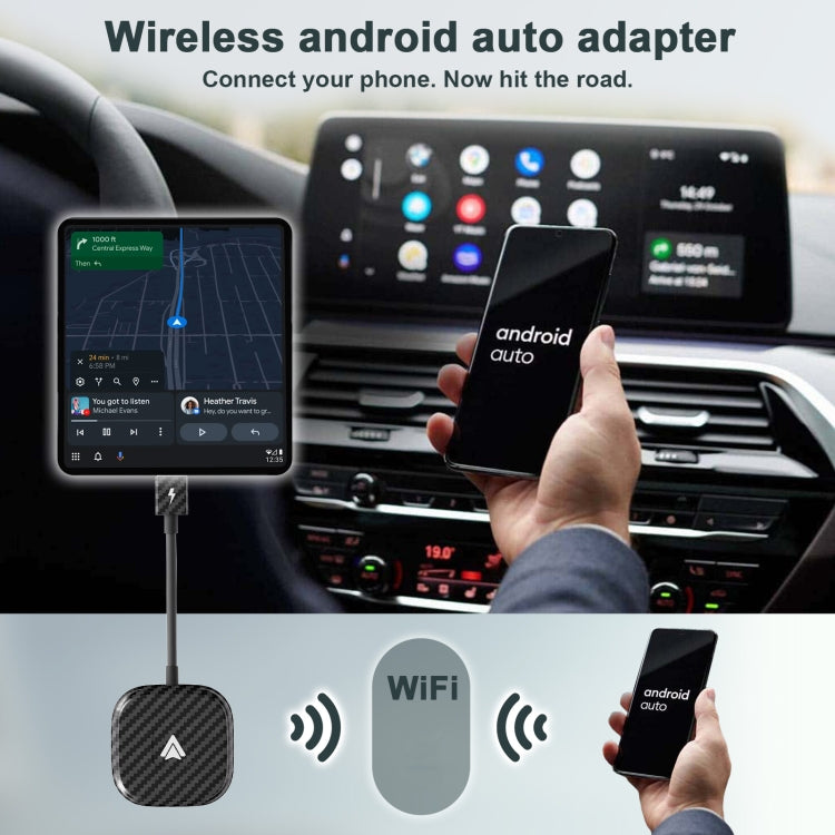 Carbon Fiber USB + USB-C / Type-C Wired to Wireless Carplay Adapter for Android, 020-4+