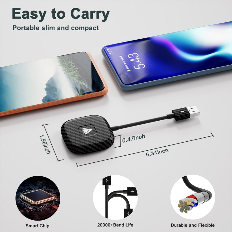 Carbon Fiber USB + USB-C / Type-C Wired to Wireless Carplay Adapter for Android, 020-4+