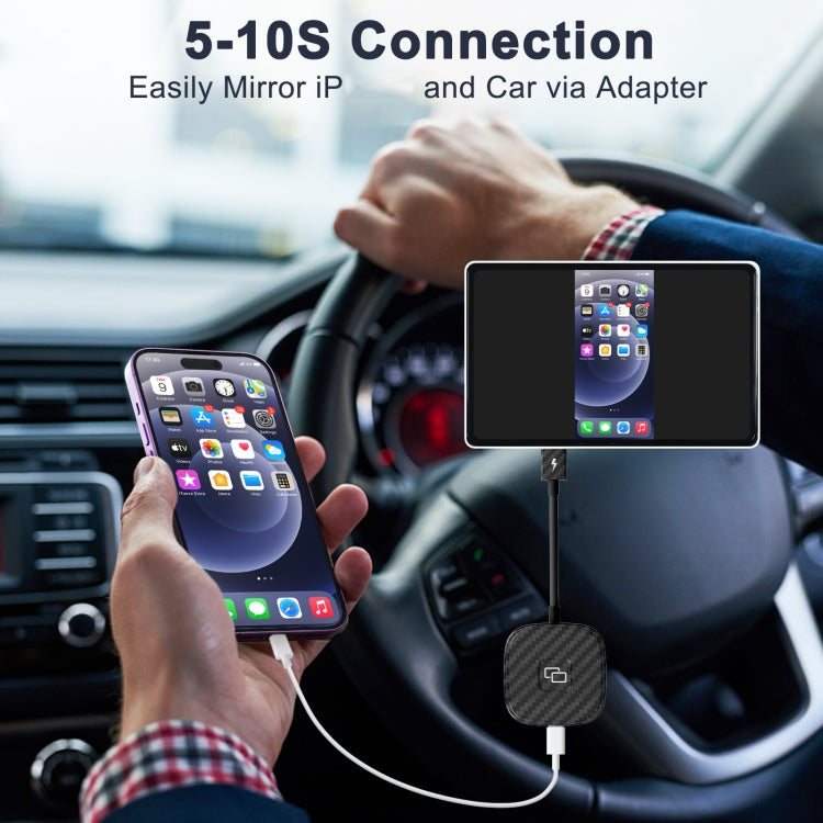 Carbon Fiber USB + USB-C / Type-C Carplay to Car Mirror Adapter for iPhone, THT-020-7 Carbon Fiber