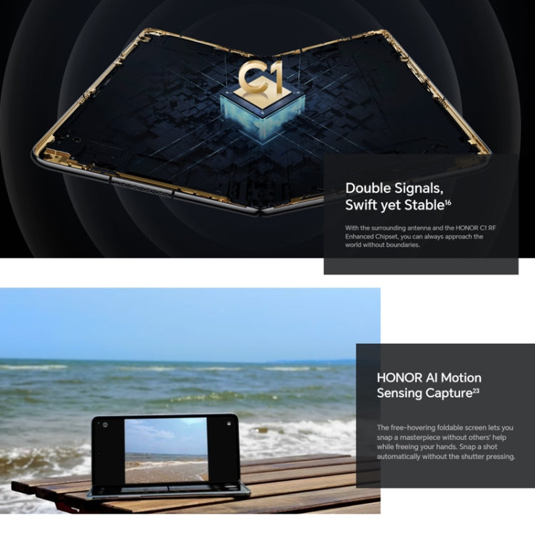 Honor Magic V2 5G, 7.92 inch + 6.43 inch MagicOS 7.2 Snapdragon 8 Gen2  Octa Core up to 3.36GHz, Network: 5G, OTG, Not Support Google Play, 16GB+256GB, 16GB+512GB