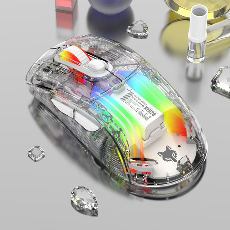 XUNFOX XYH20RGB 2.4G + BT + Wired Transparent 2400DPI RGB Light Gaming Mouse, 2.4G + BT + Wired