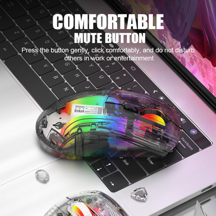 XUNFOX XYH20RGB 2.4G + BT + Wired Transparent 2400DPI RGB Light Gaming Mouse, 2.4G + BT + Wired