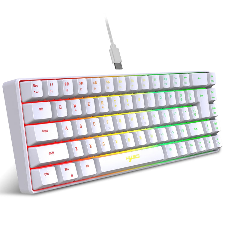 HXSJ V200 Wired RGB Backlit Mechanical Keyboard 68 Key Caps, Cable Length: 1.7m, V200 Black, V200 White
