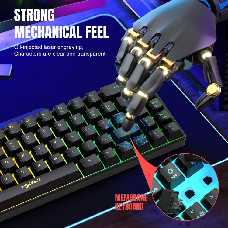 HXSJ V200 Wired RGB Backlit Mechanical Keyboard 68 Key Caps, Cable Length: 1.7m, V200 Black, V200 White