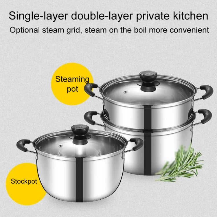 26cm Stainless Steel Thickened Soup Pot Small Stew Pot Induction Gas Stove Universal Pots, Single Layer, Dual Layer