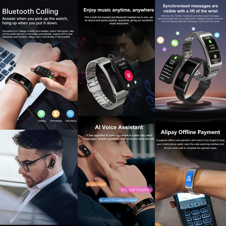 K7 1.14 inch TFT Screen Smart Call Bracelet, BT Call / Heart Rate / Blood Pressure / Blood Oxygen, Steel Strap, Milanese Steel Strap, Silicone Strap, Leather Strap