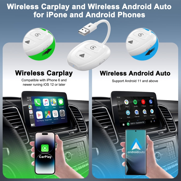 THT-020-9-1 USB + USB-C / Type-C Wired to Wireless Carplay / Android Auto Adapter, THT-020-9-1