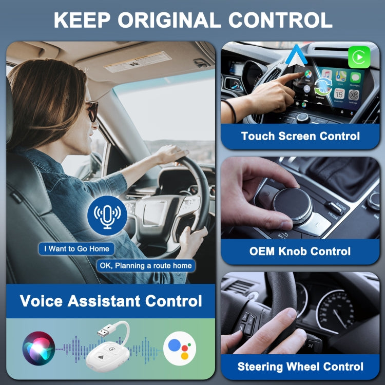 THT-020-9-1 USB + USB-C / Type-C Wired to Wireless Carplay / Android Auto Adapter, THT-020-9-1