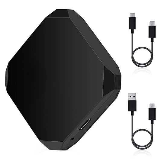 USB + USB-C / Type-C Wired to Wireless Carplay Adapter, Black Box