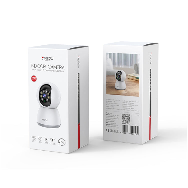 Yesido KM11 3.0MP Full Color Day and Night Smart 2.4G WIFI Camera, UK Plug