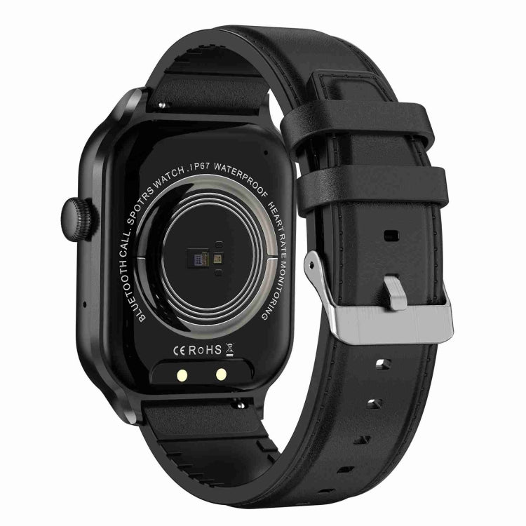 2.01 inch Leather Strap Bluetooth Call Smart Watch Support Heart Rate Monitoring / Non-invasive Blood Sugar, Leather Strap Black, Leather Strap Brown