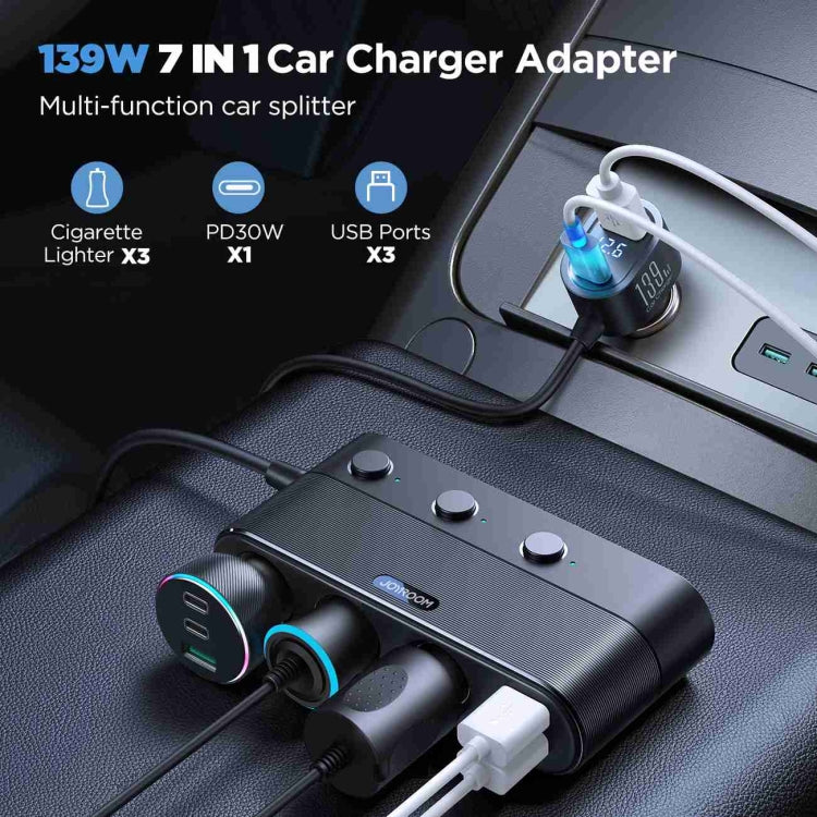 JOYROOM JR-CCL01 139W 7 in 1 Cigarette Lighter Splitter Car Charger