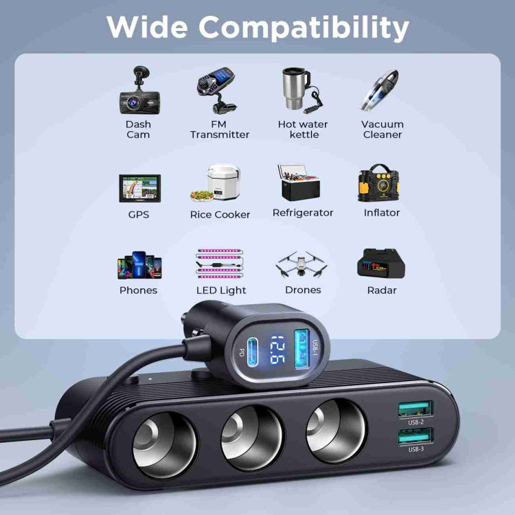 JOYROOM JR-CCL01 139W 7 in 1 Cigarette Lighter Splitter Car Charger