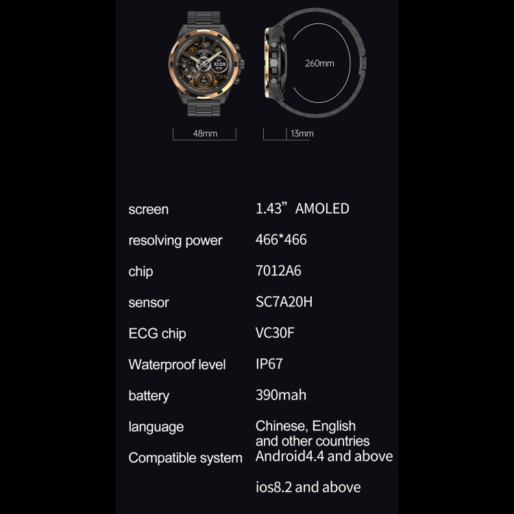 HK98 1.43 inch BT5.3 Fitness Sport Smart Watch, Support Bluetooth Call / Sleep / Blood Oxygen / Heart Rate / Blood Pressure Health Monitor