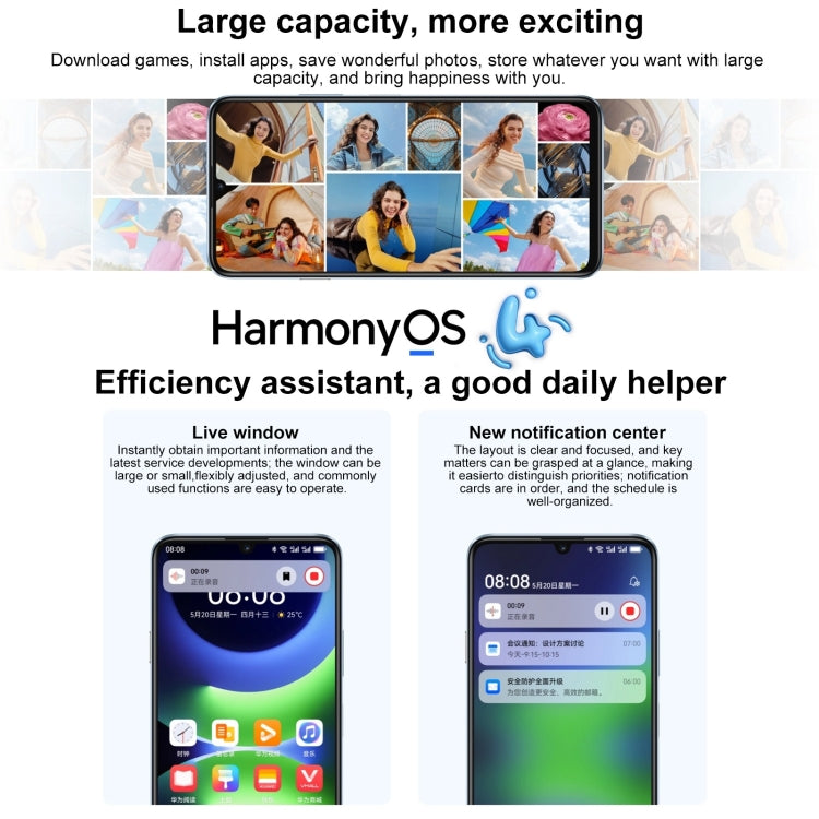HUAWEI Enjoy 70S, Side Fingerprint Identification, 6.75 inch HarmonyOS 4.2 Octa Core 2.4GHz, Network: 4G, Not Support Google Play, 8GB+128GB, 8GB+256GB