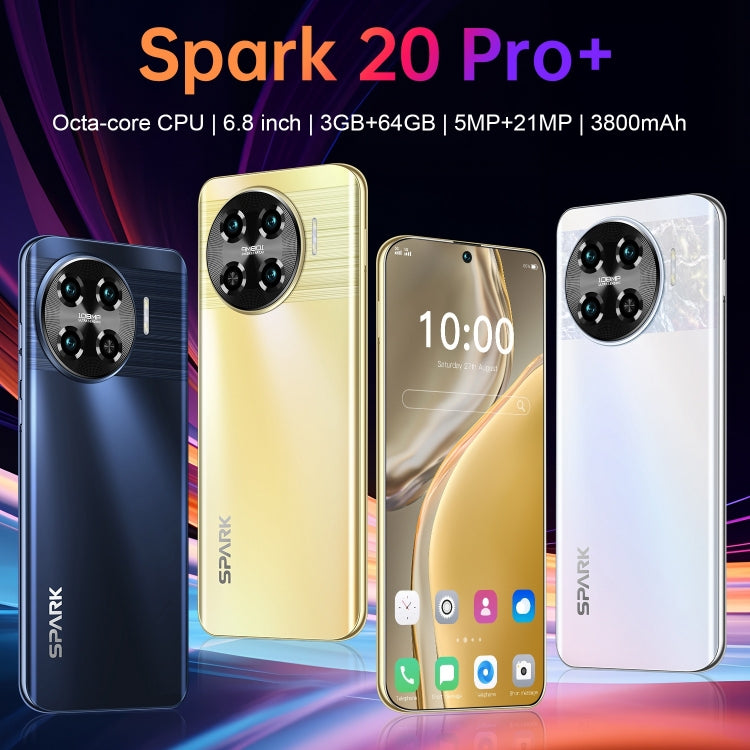 VB16 / Spark 20 Pro+, 6.8 inch Screen, Face Identification, Android 10.0 MTK6737 Quad Core, Network: 4G, Dual SIM, 3GB+64GB
