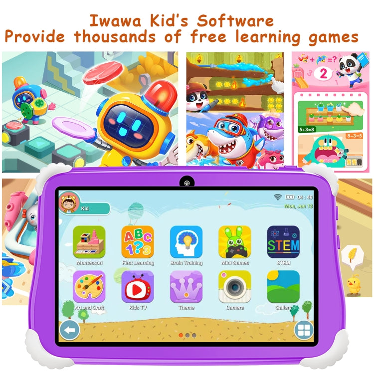 C75 Dinosaur 7 inch WiFi Kids Tablet PC, Android 7.0 MT6735 Octa Core CPU, 2GB+16GB