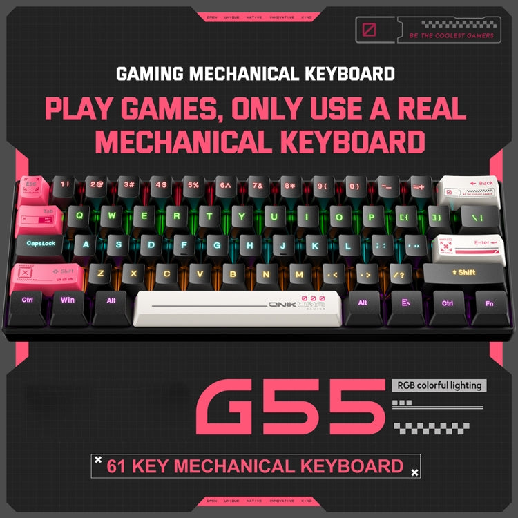 ONIKUMA G55 61 Keys RGB Colorful Lighting Wired Gaming Mechanical Keyboard, G55