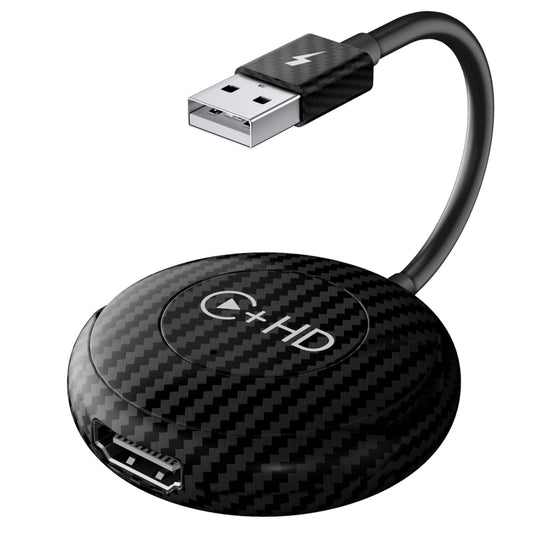 USB and HDMI Wired to Wireless CarPlay Auto Adapter, USB + HDMI Round