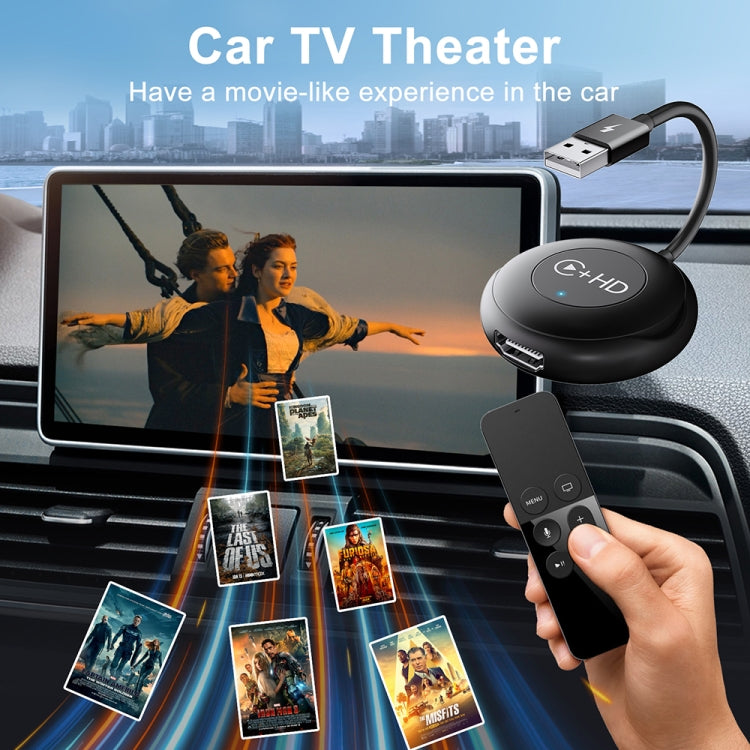 USB and HDMI Wired to Wireless CarPlay Auto Adapter, USB + HDMI Round