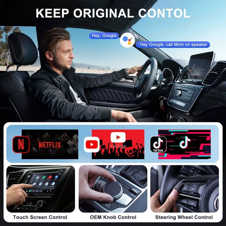 USB Interface Wired to Wireless CarPlay Auto Adapter for Android, USB Round