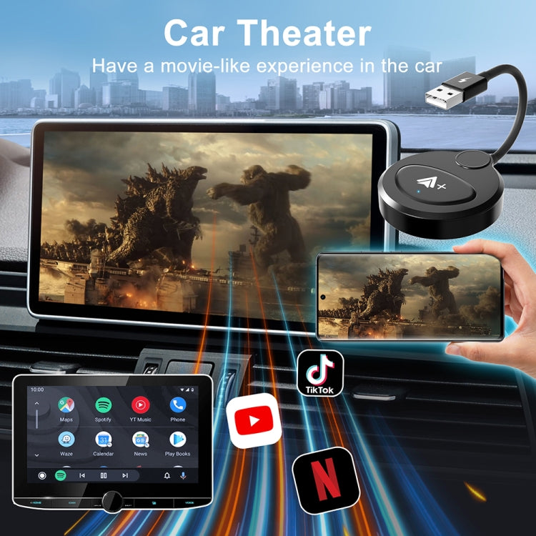 USB Interface Wired to Wireless CarPlay Auto Adapter for Android, USB Round