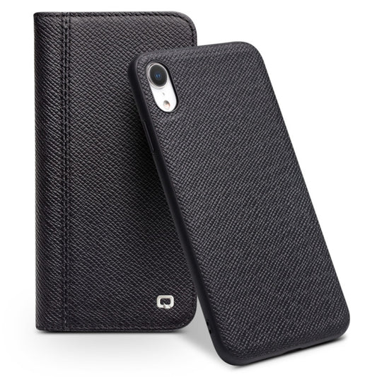 QIALINO 2 in 1 Cross Texture Top-grain Leather  + PC + TPU Horizontal Flip Leather Case with Holder & Card Slots, For iPhone XS / X, For iPhone XS Max, For iPhone XR