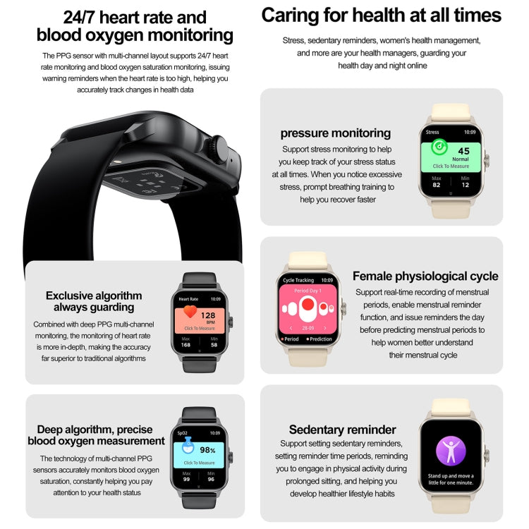 ZW36A 1.83 inch BT Call Smart Watch, Blood oxygen / Blood Pressure / Heart Rate